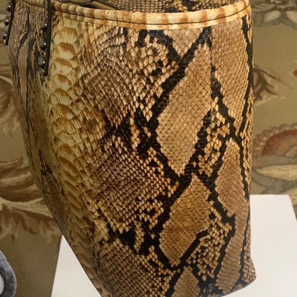 Badgley Mischka Snake Print Tote with Colorful Stripes - Picture 4 of 9